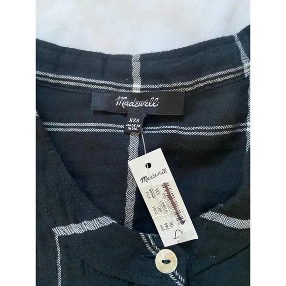 Madewell Collarless Shirtdress in Windowpane - Picture 3 of 5
